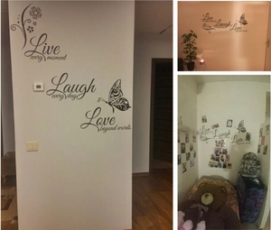 Live Love Laugh wall decals with butterflies for living room and bedroom decor