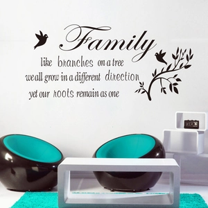 Family Like Branches Bird Quote Wall Sticker Removable PVC Motto Decal For Living Room Bedroom Home Art Decor Mural