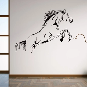 Minimalist black vinyl jumping horse wall decal sticker for living room decor