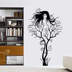 Creative Girl Tree Branch Silhouette Wall Sticker Removable PVC Art Mural Waterproof Decal For Living Room Bedroom Home Decor