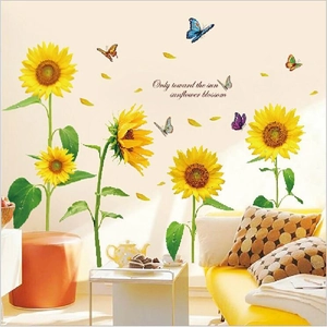 Sunflower Butterfly Wall Sticker Removable PVC Floral Quote Decal For Living Room Bedroom Sofa Background Home Decor