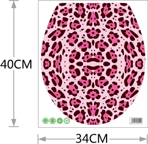 Pink leopard print decal for toilet lids, 40x34cm waterproof PVC furniture sticker