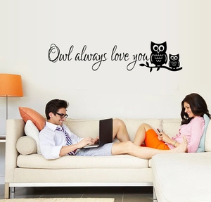 Owl Always Love You Schriftzug Wandaufkleber Abnehmbarer PVC Eule Auf Ast Aufkleber Für Kinderzimmer Wohnzimmer Haus Dekoration