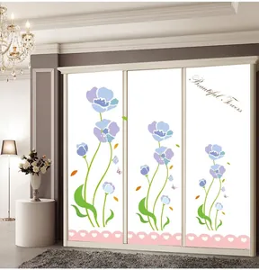 Floral wall sticker with butterflies and 'Beautiful Flowers' text for home decoration