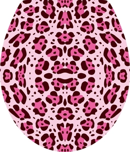 Detail of pink leopard print pattern sticker with symmetrical cartoon sea animal aesthetic