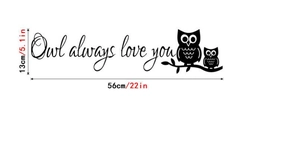 Deko-Wandaufkleber mit Eulen-Motiv und Owl always love you Spruch fürs Schlafzimmer