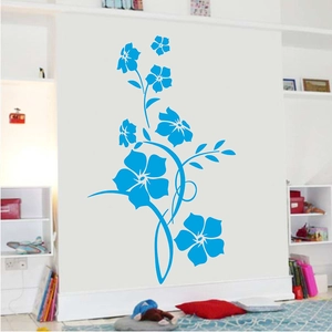 Modern blue floral branch wall decal sticker for living room and bedroom home decoration