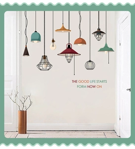 Modern industrial pendant light wall stickers with motivational quotes for home decor