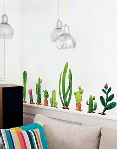 Minimalist cactus wall stickers for living room and bedroom home decor set
