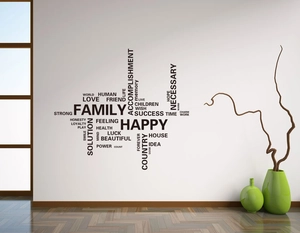 Sticker Mural Nuage de Mots Anglais Inspirants PVC Noir Imperméable Amovible Citation Décalcomanie pour Salon Décoration Maison