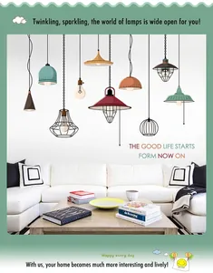 Creative multi-style colorful pendant lamp wall stickers for living room decor