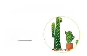 Detail view showing hand-painted cactus pattern for DIY decorative wall stickers