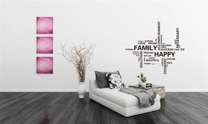 Stickers muraux modernes avec nuage de mots Family et Love pour décoration de salon