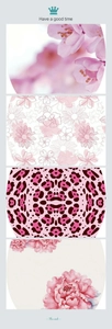 Detail showing four ocean animal patterns including pink florals and leopard prints