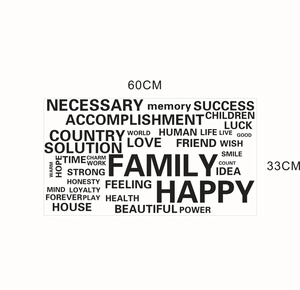 Sticker mural lettrage anglais motivant pour salon, décoration noire 60x33cm