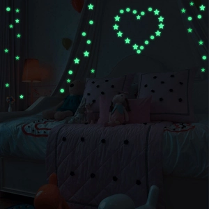 Luminous star and dot wall stickers glowing in heart shape for dark room decor