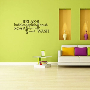 Detail of Relax Soap Wash black PVC wall decal stickers for bathroom interior decoration
