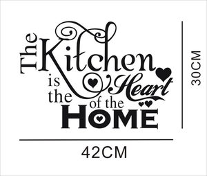 Detail showing the 42x30cm Kitchen Heart of the Home decorative wall sticker