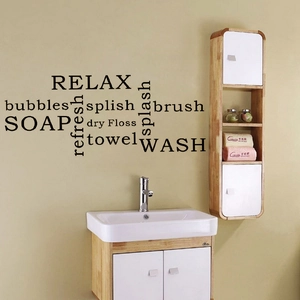 RELAX bubbles and soap themed black PVC wall stickers for bathroom wall decor