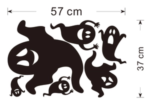 Halloween ghost wall stickers in PVC featuring 6 cute silhouettes sized 57x37cm