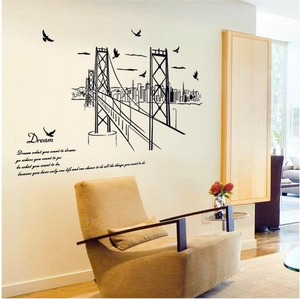 San Francisco bridge silhouette wall sticker with inspirational quote for home decor