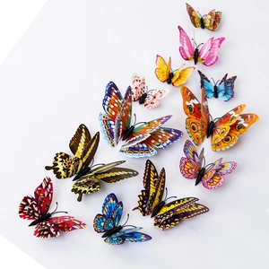 Detailed view of colorful 3D double-layered PVC butterfly set with lifelike wing patterns