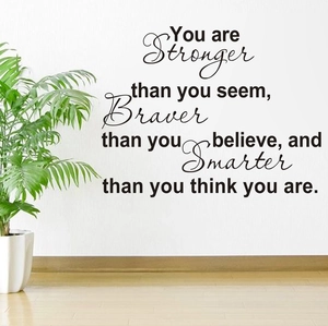 Inspirational 'You are Stronger' black vinyl wall decal for living room home decor