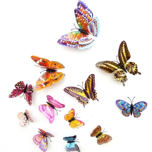 Macro detail of assorted 3D luminous colorful butterflies with dual-wing magnetic texture