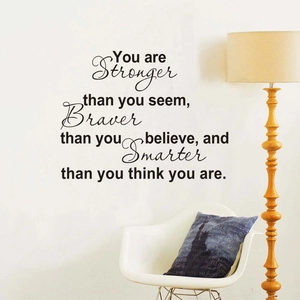 Motivational Quote Wall Sticker You Are Stronger Braver Smarter PVC Waterproof Decal For Living Room Bedroom Home Wall Decor