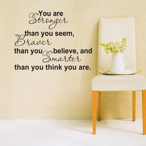 Inspirational You Are Stronger wall sticker for living room with elegant black typography