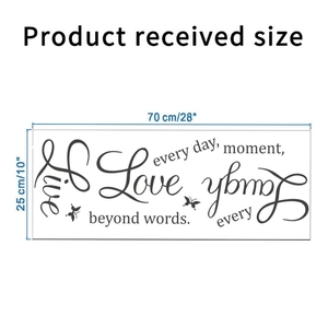 Spécifications de taille pour l'autocollant mural papillon Live Love Laugh 70 cm x 25 cm