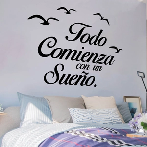 Adesivo murale Todo Comienza con un Sueño con uccelli per decorazione camera