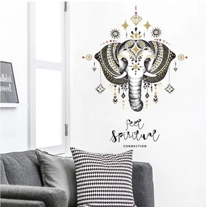 Mandala elephant wall sticker for living room with feel Spiritual CONNECTION quote