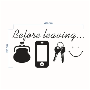 Minimalist black wall sticker Before leaving with icon reminders for home decor 40x22cm