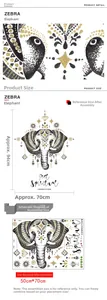Detail of bohemian elephant wall decal showing mandala patterns and 94x70cm dimensions