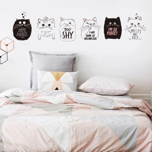 Adesivi Murali Gatto Cartone Animato Decalcomania Arte Murale PVC Impermeabile per Cameretta Bambini Soggiorno Decorazione Casa
