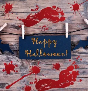 Halloween bloody handprint and footprint wall decals for spooky home window decorations