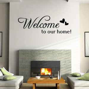 Minimalist black Welcome to Our Home wall decal sticker for living room wall decor