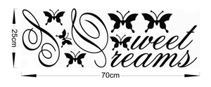 Adesivo murale farfalla Sweet Dreams nero per decorazione camera da letto casa 25x70cm