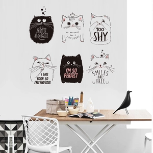 Adesivi murali gatto in PVC con frasi motivazionali per decoro camera dei bambini