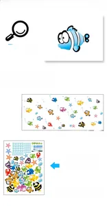 Détail du stickers muraux monde marin en 45x60cm et format final 140x60cm