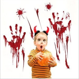 Halloween bloody handprint wall stickers for windows and home party decorations
