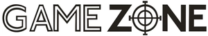 Macro detail of the black Game Zone wall sticker with crosshair graphic and bold letters
