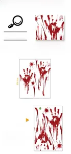 Detailed Halloween wall stickers with bloody handprints and splatters, size 30x45cm
