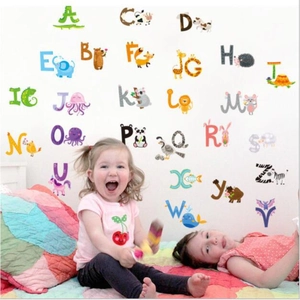 Bunte Tier Alphabet Wandaufkleber mit 26 ABC Buchstaben für Kinderzimmer Dekoration