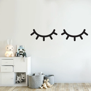 Minimalist black eyelash wall decals for nursery and bedroom home wall decoration