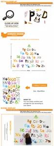 Alphabet Wandaufkleber mit Tiermotiven für Kinderzimmer, Größe 140x100cm nach Anbringung