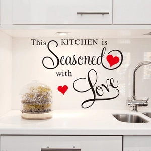 Dieser Kitchen Is Seasoned With Love Wandtattoo Abnehmbare PVC Wasserdicht Wandkunst Dekor Für Küche Esszimmer Zuhause