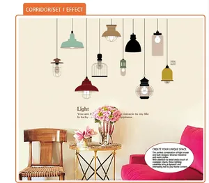 European vintage chandelier wall stickers with colorful hanging lamp designs for home decor