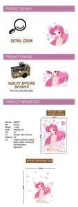 Wandsticker mit rosa Fee und Vintage-Kamera für Mädchenzimmer Deko PVC JM8257
